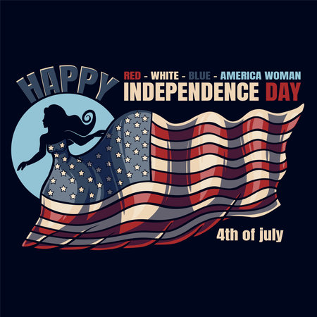 Silhouette woman wearing american flag dress vector illustration for your company or brandのイラスト素材