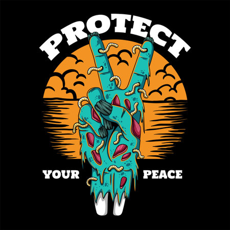 Hand zombie peace sign vector illustration for your company or brandのイラスト素材