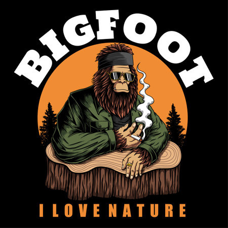 Bigfoot character love nature vector illustration for your company or brandのイラスト素材