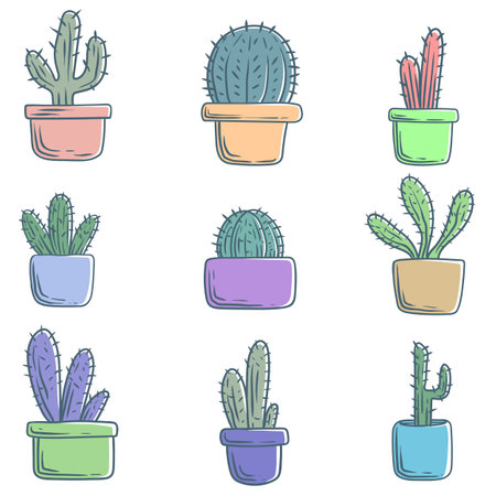 Cactus decoration element Set vector illustration for your company or brandのイラスト素材