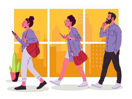 Group of people using their phone Vector illustrationのイラスト素材