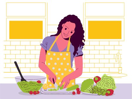 Women cooking in the kitchen Vector illustrationのイラスト素材