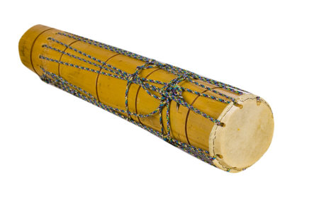 old exotic african drum isolated on white backgroundの写真素材