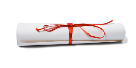scroll of old paper isolated over white