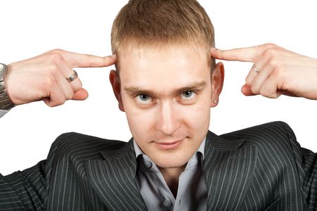 crazy businessman isolatedの写真素材