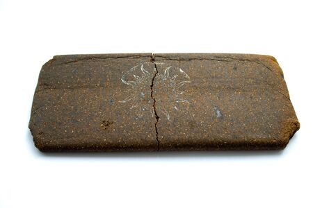 block of bitter chocolate isolatedの写真素材