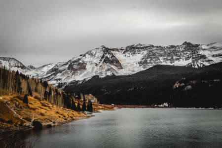 Icy Mountain Lakeの写真素材