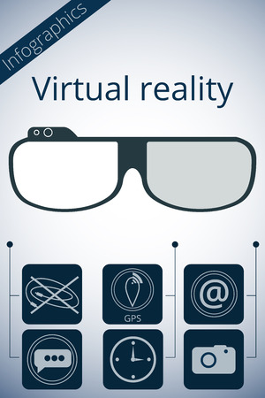 Virtual reality glasses. Vector promotion infographic.のイラスト素材