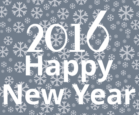 Happy new year 2016. Snowflake on a gray background. Winter background. Vector illustration in a flat style with long shadows.のイラスト素材