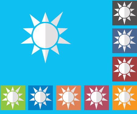 Weather set of icons in a flat style. Sun. Multicolored icons for weather forecasting.のイラスト素材