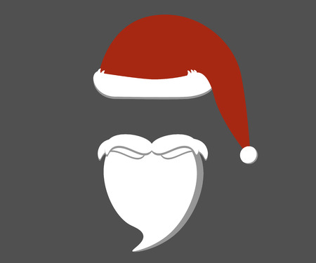 Santa Claus hat and beard. Flat design.のイラスト素材