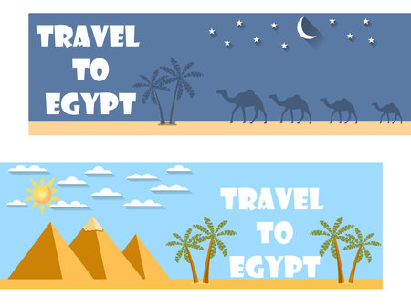 Welcome to Egypt. Flat travel banner. Tourism.のイラスト素材