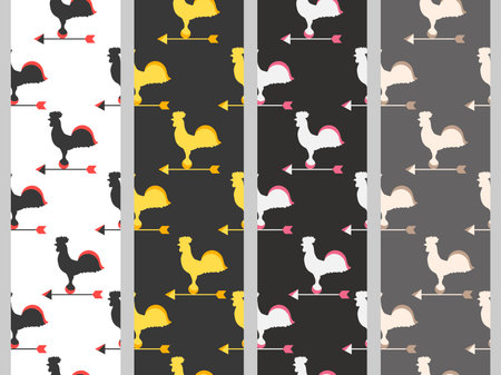 Weathervane Rooster. Seamless pattern.のイラスト素材