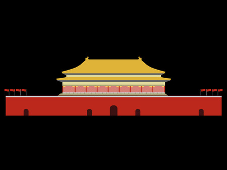 Forbidden City. Gate of Heavenly Peace. Tiananmen Square. Beijingのイラスト素材