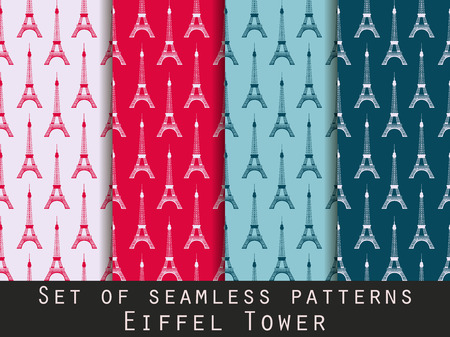 Set of seamless patterns. Eiffel tower. Vector.のイラスト素材