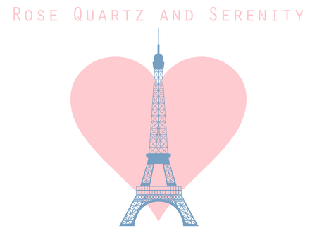 Eiffel Tower on the background of the heart. Rose quartz and serenity violet colors.のイラスト素材