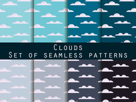 Clouds. Set of seamless patterns. The pattern for wallpaper, tiles, fabrics and designs. Vector illustration.のイラスト素材