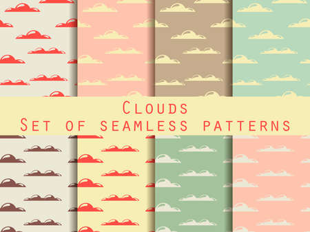 Clouds. Set of seamless patterns. The pattern for wallpaper, tiles, fabrics and designs. Vector illustration.のイラスト素材