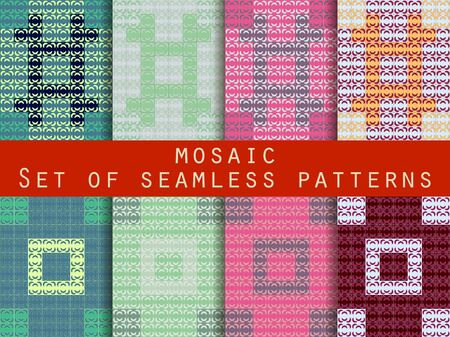 Antique mosaic, roman mosaic. Set of seamless patterns. Vector.のイラスト素材