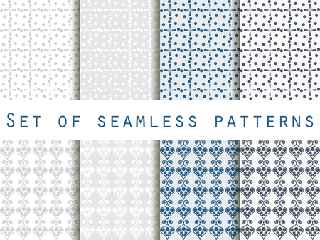 Seamless pattern with splashes and dots. Set. The pattern for wallpaper, tiles, fabrics, backgrounds. Vector illustration.のイラスト素材