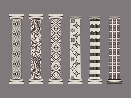 Column. Doric, Roman style. Set of columns. Vector illustration.のイラスト素材