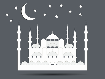 Paper Mosque. Blue Mosque. Ramadan Kareem celebration. Holy Month. Vector illustration.のイラスト素材