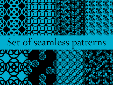 Set of seamless patterns with circles. Modern stylish texture. Vector illustration.のイラスト素材