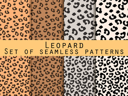 Leopard skin seamless pattern. Set leopard print. Vector.のイラスト素材