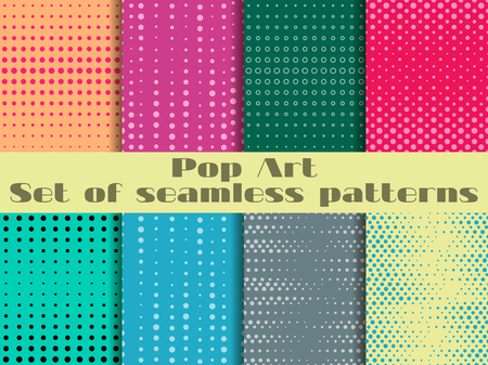Dotted, Pop Art seamless pattern. Background in pop art style. Set backgrounds pattern.のイラスト素材