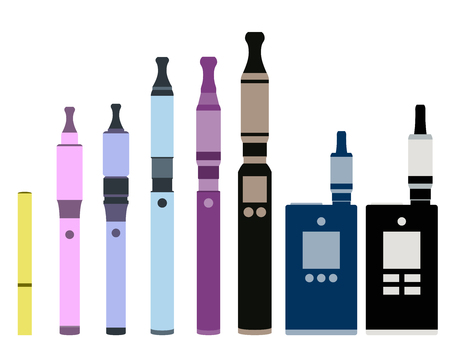 Electronic cigarette. Types vaporizers. Set.のイラスト素材