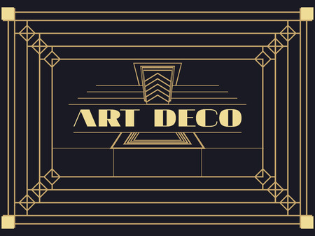 Art deco frame. Art deco geometric vintage frame. Retro style background. Style 1920's, 1930's.のイラスト素材