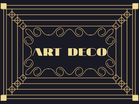 Illustration for Art deco frame. Art deco geometric vintage frame. Retro style background. Style 1920's, 1930's. - Royalty Free Image