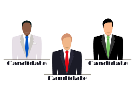 Man in a suit, job candidate. A candidate for election. De-identified people. Isolated on white background. Flat style.のイラスト素材