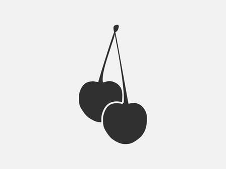 Cherry icon isolated cherry, cherry contour. Bunch of cherries.のイラスト素材