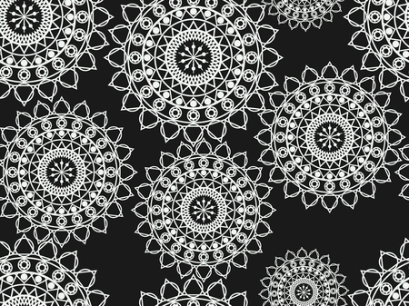 Mandala seamless pattern. Geometric pattern in Buddhist and Hindu style. Vector illustration.のイラスト素材