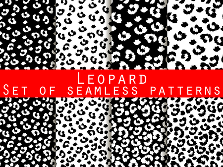 Leopard skin seamless pattern. Monochrome color. Vector illustration.のイラスト素材