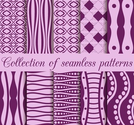 A collection of ten seamless geometric patterns. Vector illustration.のイラスト素材