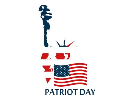 Patriot Day. Statue of Liberty in the US flag colors. Vector illustration.のイラスト素材