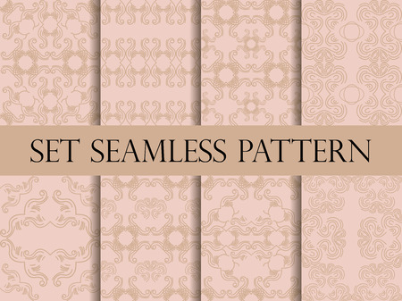 Set of seamless pattern in retro style of the Baroque. Victorian seamless pattern. Classic designs. Vector illustration.のイラスト素材