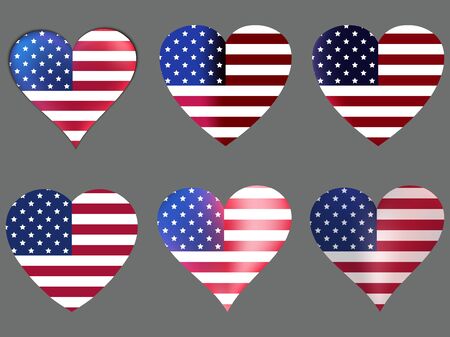 Hearts with the American flag. Vector illustration.のイラスト素材