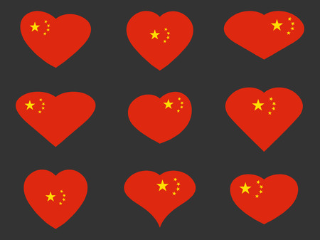 China. Hearts with Chinese flag. Vector illustration.のイラスト素材