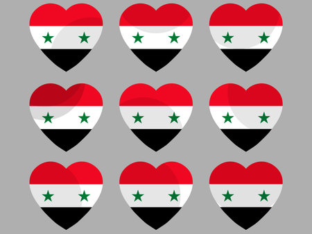 Hearts with the Syrian flag. I love Syria. Syria flag icon set.のイラスト素材