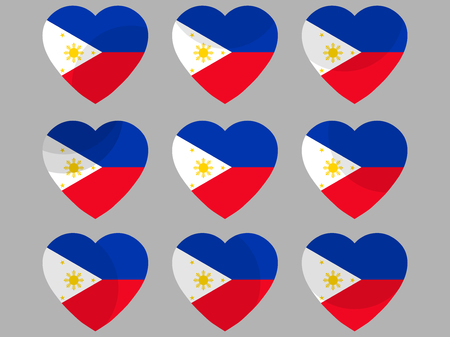 Hearts with the flag of Philippines. I love the Philippines. Philippines flag icon set.のイラスト素材