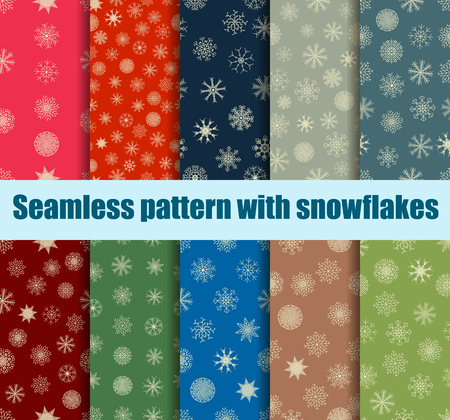 Seamless pattern with snowflakes. Christmas pattern set. Vector illustration.のイラスト素材