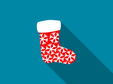 Christmas sock with a long shadow. Vector illustration.のイラスト素材