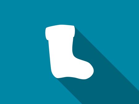 Christmas sock with a long shadow. Vector illustration.のイラスト素材