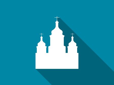 Church flat icon with long shadow. Vector illustration.のイラスト素材