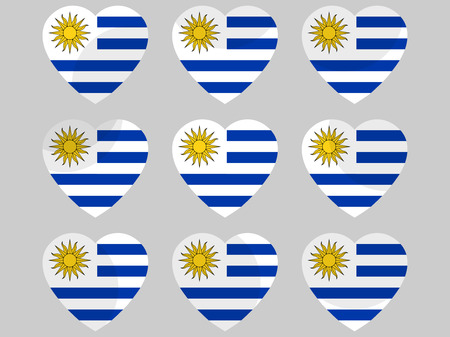 Heart icons with the flag of Uruguay. I love Uruguay. Vector illustration.のイラスト素材