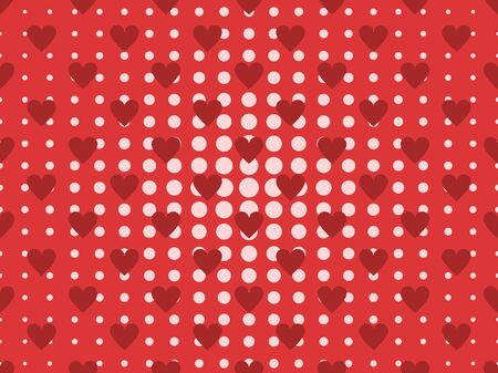 Seamless pattern with hearts and dots in a pop art style. Vector illustrationのイラスト素材