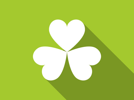 Clover with a long shadow on green background. Vector illustrationのイラスト素材